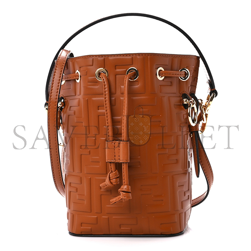 FENDI CAMEL LEATHER MINI MON TRESOR BUCKET BAG 8BS010A3ZGF1C6J (18*12*10cm)